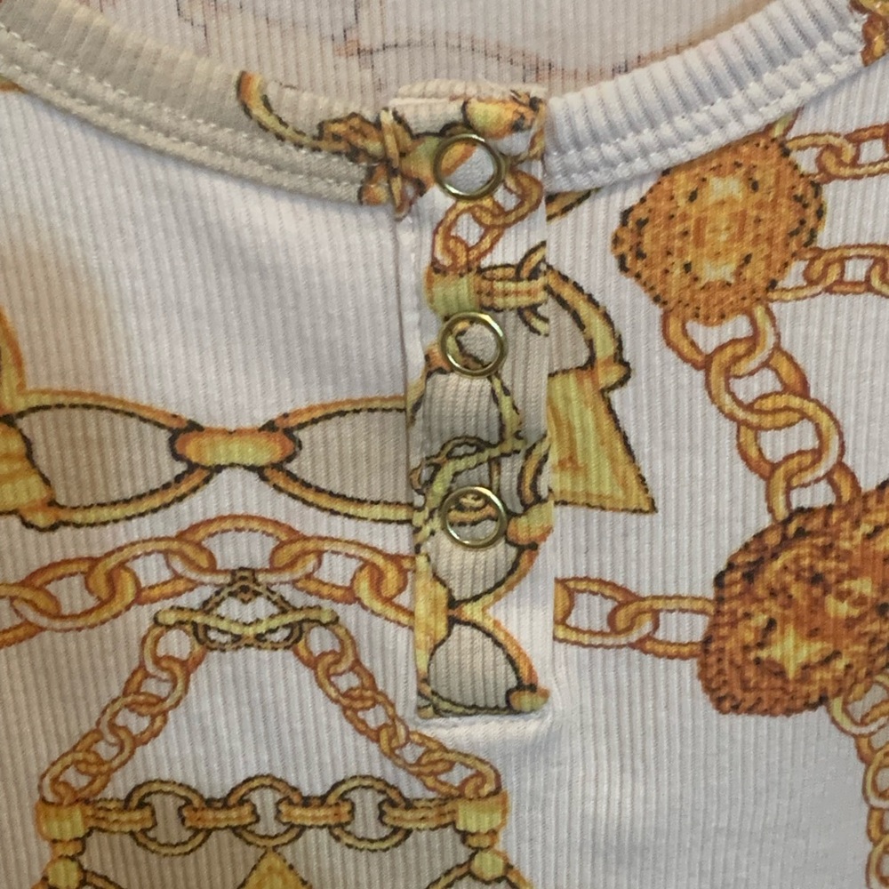 Guess Chain Print Ribbed Top - Picture 3 of 8